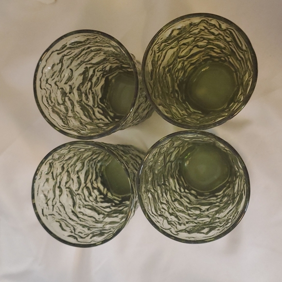 Set of 4 Anchor Hocking Green Crinkle Drinking Glasses 💚 - Picture 3 of 5